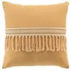Coussin dehoussable franges 45 x 45 cm polycoton + jute Janara Ocre