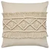DOUCEUR D'INTÉRIEUR Coussin - Samaya - Macramé - 40x40 cm - Déhoussable - Beige Ecru