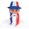 Moustache et barbe supporters France tricolore bleu, blanc et rouge (x...