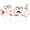 PTIT CLOWN 1 Kit 10 pièces Photobooth de fête rose gold: moustache, baiser, lunette, chapeau... REF/22740
