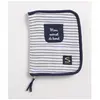 Sauthon Protège carnet de santé brodé en double gaze de coton marinière bleu