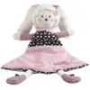 Sauthon Doudou mouchoir lapin - Miss Fleur de Lune - en velours doux - Blanc - pour bébé fille