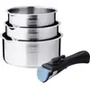Arthur Martin - Lot de 3 casseroles inox manche amovible - AM3456