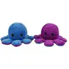Peluche poulpe réversible double face 20 cm -bleu + violet