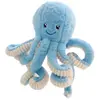 Animal en peluche poulpe souriant 40 cm -bleu