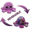 Peluche poulpe réversible double face 20 cm -sequin violet + pois violet