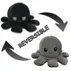 Peluche poulpe réversible double face 20 cm -gris + noir