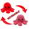 Peluche poulpe réversible double face 20 cm -rouge + rose rouge