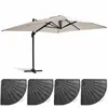Parasol déporté 3x4m et 4 dalles lestées aluminium blanc - Oviala