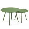 OVIALA Lot de 2 tables basses ronde en acier vert cactus