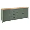 ALTOBUY TINA - Buffet Bas 3 Portes 3 Tiroirs Bois Ciré et Vert