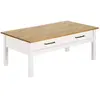 Table Basse - ALTOBUY - TINA - Bois Ciré - Blanc - 1 Tiroir de Rangement