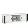 ALTOBUY ARIANE - Meuble TV 2 Portes et 2 Niches Blanc avec Décor Latéral Aspect Marbre Noir