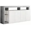 ALTOBUY ARTURO - Buffet 4 Portes Blanc Laqué Encadrement Niches Aspect Cimento