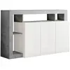 Buffet - ALTOBUY - ARTURO - 3 Portes - Blanc Laqué - Finition Aspect C...