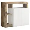ALTOBUY ARTURO - Buffet 2 Portes Blanc Laqué Encadrement Niches Aspect Bois Antik