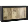 ALTOBUY OTELLO - Buffet 3 Portes Finition Noir Mat et Aspect Bois Antik