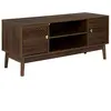 ALTOBUY Meuble TV 2 portes 2 niches en bois et MDF pieds en pin teinté...