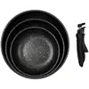 ALTOBUY Set de 3 poêles en aluminium revêtement effet pierre avec 1 po...