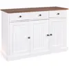 Altobuy SOCOA - Buffet 3 Portes 3 Tiroirs Bois Massif Vernis Sepia et Blanc