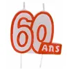 Bougie anniversaire blanc/ROUGE 60 ans