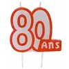 Bougie anniversaire blanc/ROUGE 80 ans
