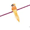 Oiseau Perruche en plumes 13cm sur pince Orange