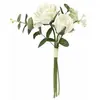 Bouquet de fleurs artificielles - - 2 Roses et 2 Eucalyptus avec Spiré...