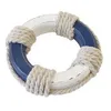 Déco Bouée de sauvetage en bois blanc/bleue 11cm