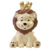 FIGURINE RÉSINE LION COURONNÉ DORÉE 6X4CM Jaune