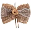 SANTEX - 6 mini strikjes van jute en kant 5 cm landelijke decoratie