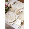 SANTEX 10 ASSIETTES ANNIVERSAIRE BLANC ET OR Or / Blanc