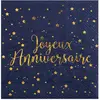 SANTEX 20 Serviettes papier Joyeux anniversaire bleu marine 25 x 25 cm - Bleu foncé