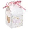6 BALLOTINS BABY SHOWER GIRL 4X4X4CM RUBAN ROSE