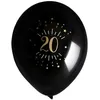 Sachet de 8 ballons Age étincelant NOIR/or 20 ans