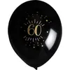 Santex verjaardag leeftijd ballonnen 60 jaar - 8x stuks - zwart/goud -...