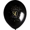 Santex verjaardag leeftijd ballonnen 80 jaar - 8x stuks - zwart/goud -...