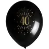 Santex Sachet de 8 ballons Age étincelant NOIR/or 40 ans