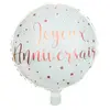 BALLON ALU ROND JOYEUX ANNIVERSAIRE Ø45CM ROSE GOLD