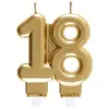 SANTEX REF/6930 -Décoration gâteau anniversaire avec bougie 18 ans or métallique (x1)