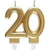 SANTEX REF/6930 -Décoration gâteau anniversaire avec bougie 20 ans or métallique (x1)