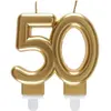 SANTEX REF/6930 -Décoration gâteau anniversaire avec bougie 50 ans or métallique (x1)