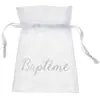 Pochons de Baptême - LE GEANT DE LA FETE - Lot de 6 - Organdi - Blanc - Classique