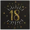 SANTEX 10 Serviettes papier Joyeux anniversaire 18 noir et or 33 x 33 cm - Noir
