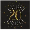 Santex Verjaardag feest servetten leeftijd - 10x - 20 jaar - goud - 33...
