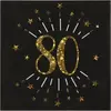 Santex Verjaardag feest servetten leeftijd - 10x7 - 80 jaar - goud - 3...