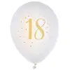 Ballons Joyeux Anniversaire 18 ans - Sachet de 8 ballons blanc/or