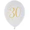 Santex verjaardag leeftijd ballonnen 30 jaar - 8x stuks - wit/goud - 2...