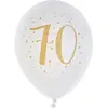 Santex verjaardag leeftijd ballonnen 70 jaar - 8x stuks - wit/goud - 2...