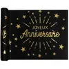 SANTEX Chemin de table intissé anniversaire noir et or 5 m x 30 cm - Noir